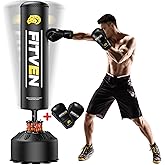 FITVEN 70'' Freestanding Punching Bag with Boxing Gloves, Heavy Boxing Bag with Suction Cup Base, Stand Kickboxing Bag for Adult-Teens Family Home Gym Training Equipment