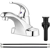 Aolemi Bathroom Faucets Arc 4 Inch Centerset Bathroom Sink Faucet Single Handle Vanity Faucet with Supply Lines,with Pop Up D