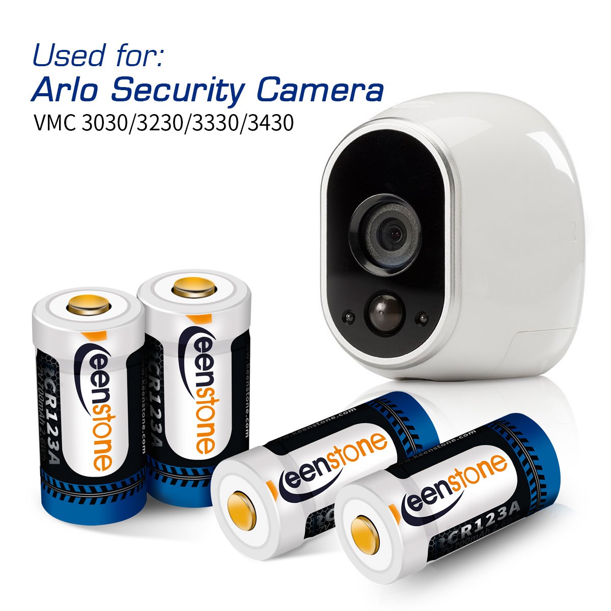 RCR123A Rechargeable Batteries and Charger, Keenstone 12Pcs 3.7V 700mAh Li-ion Battery w/ 8-Ports Charger and Camera Skin for Arlo VMS3030/3230/3330/3430/3530 Security Cameras