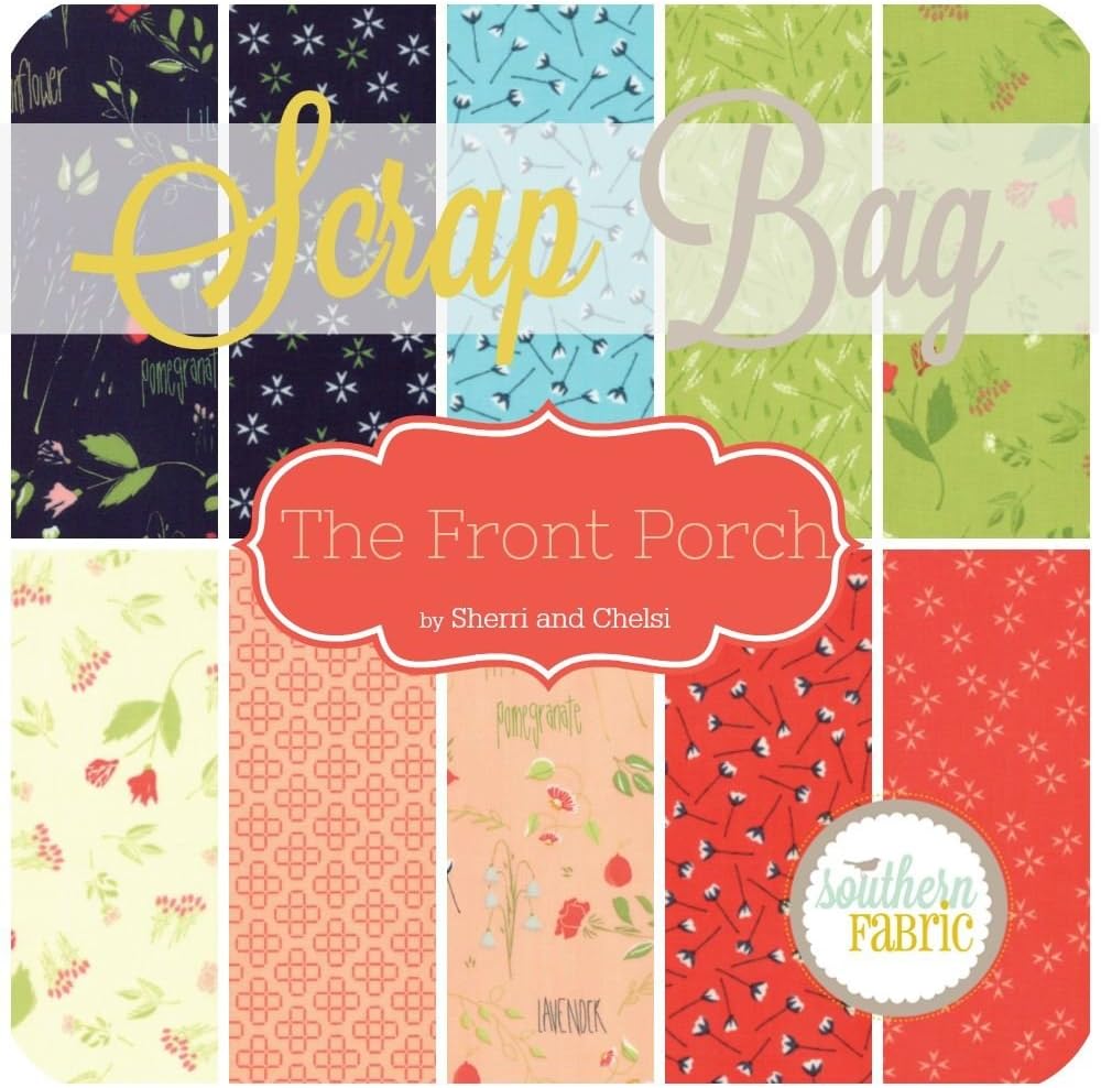 United Notions The Front Porch Scrap Bag (approx 2 yards) by Sherri & Chelsi for Moda 2 yards of fabric (at least 8 pieces) 2 to 17 inch strips DIY quilt fabric