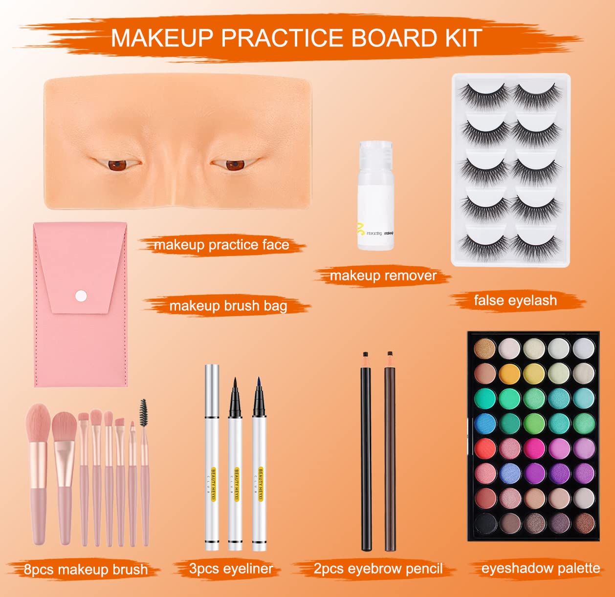 Aibipo 3D Reusable Makeup Mannequin - Practice Face Board with Eyeshadow Palette for Makeup Artists & Beginners