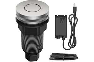 KRAUS Garbage Disposal Air Switch Kit in Spot-Free Stainless Steel with Push Button, AC Adapter, Power Cord, and Air Tube Included, KWDA-200SFS