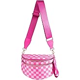 Spacious Checkered Nylon Crossbody Bag Bum Bag Checkered Handbags Wallets for Women