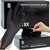 FINITEX - Black Nitrile Disposable Gloves, 5mil, Powder-free, Medical Exam Latex-Free 100 PCS For Examination Home Cleaning Food Glove (Small)
