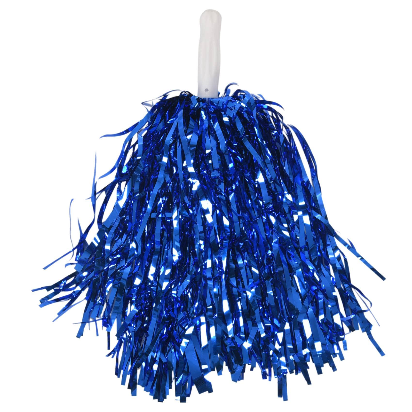 Yuemsh 24Pcs Cheerleading Pom Poms Metallic Foil Cheer Pom Poms with Plastic Handle for Adults Kids Cheerleaders Party Blue (500120309A4)