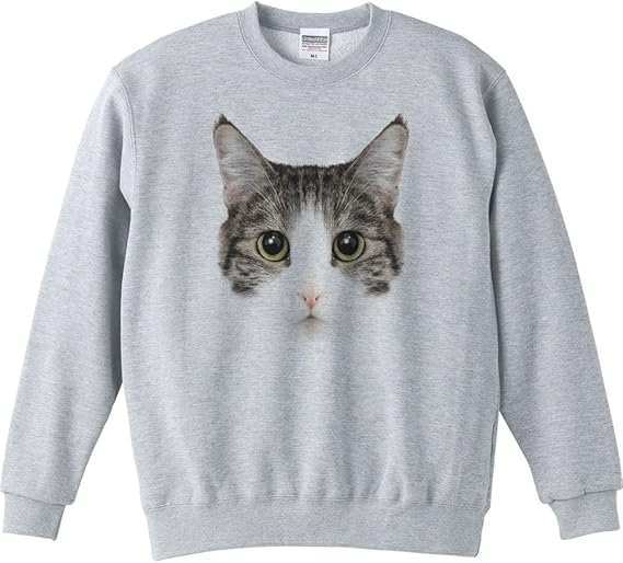 Amazon エムワイディエス Myds ミックス猫の顔 サバトラ白 雑種 トレーナー 杢グレー Sサイズ オリジナルプリント 通販