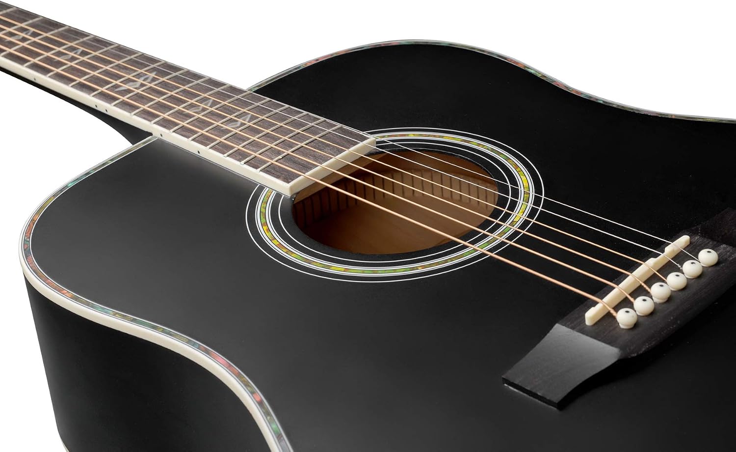 Winzz Acoustic Guitars Full Size, 4/4 Folk Guitar for Beginners Adults Acoustic Steel-string Guitar Black (black) - Image 4