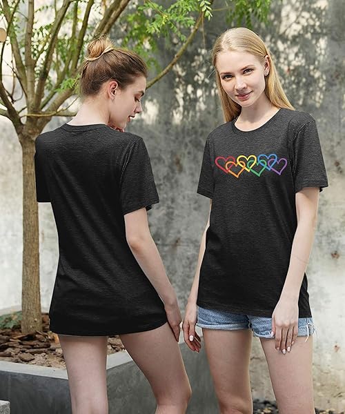 FASHGL PRIDE SHIRT WOMEN RAINBOW GRAPHIC TEE LOVE LOVE PRINT T-SHIRT LGBT EQUALITY SHIRTS SHORT SLEEVE TOPS