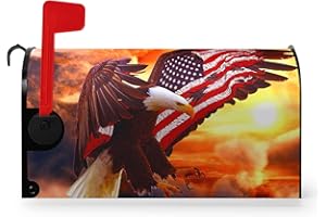 Dacawin 4th of July Mailbox Cover America Bald Eagle Flag Printing Mailbox Wrap Independence Day Magnetic Letterbox Covers Decorating Durable Mail Box Covers Outdoor Decor Standard Size 21x18 Inch