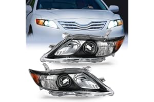 Nilight Headlight Assembly Compatible with 2010 2011 Toyota Camry Headlamps Replacement Black Housing Amber Reflector Upgraded Clear Lens Driver and Passenger Side