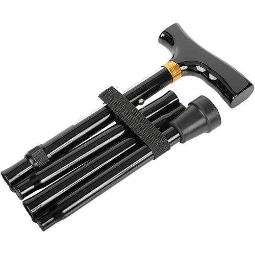 Folding T-Handle Canes,Black, Qty 6