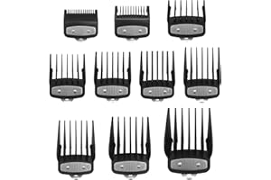 COSYONALL Metal Hair Clipper Guards Guide Combs,from 1/16inch to 1inch(1.5-25mm),Compatible with Wahl Professional Clippers/Trimmer(Black 10 pack)