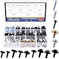 Glarks 160Pcs 12 Sizes Screw Bolt Retainer Car Engine Under Cover Splash Shield Guard Body Bolts Bumper Fender Liner Push Ret
