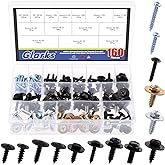 Glarks 160Pcs 12 Sizes Screw Bolt Retainer Car Engine Under Cover Splash Shield Guard Body Bolts Bumper Fender Liner Push Ret