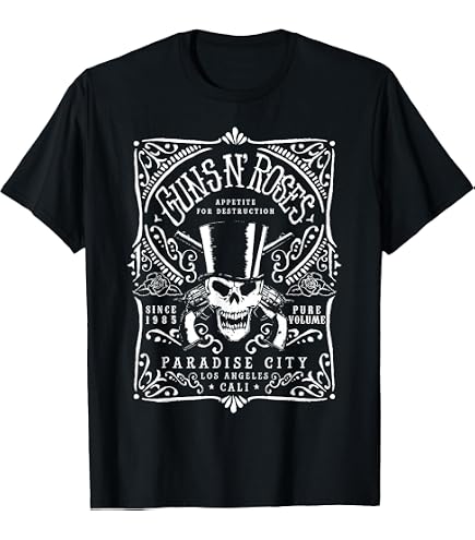 Amazon.com: Guns N' Roses Official Top Hat Skull T-Shirt