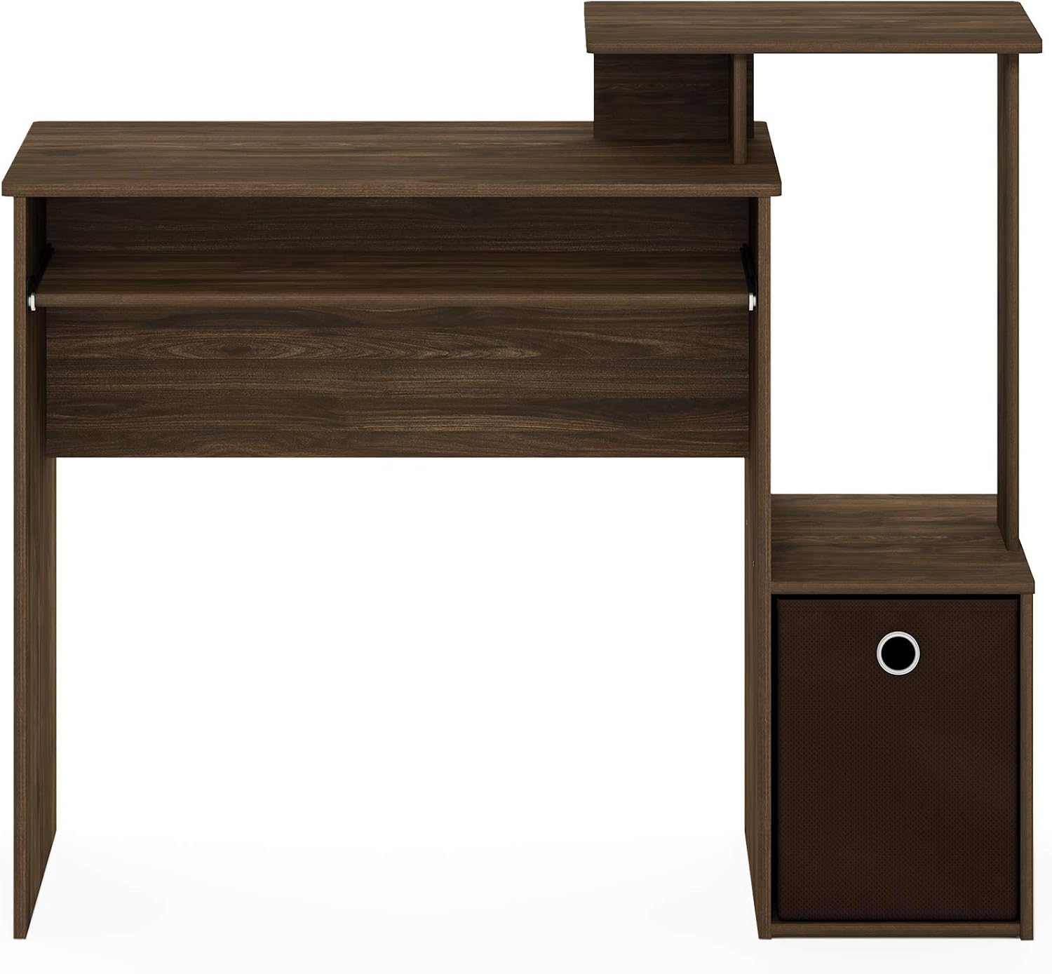 Furinno Econ Multipurpose Home Office Computer Writing Desk, Computer Desk, Study Desk, w/Bin, Columbia Walnut/Dark Brown - Image 4