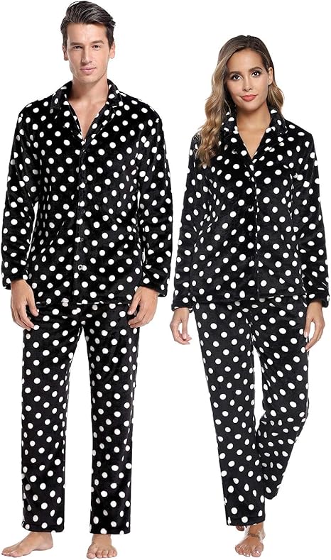 Abollria Pijamas Traje De Invierno Franela para Hombre Mujer ...