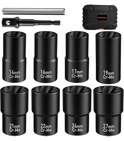 LLNDEI Upgrade Lug Nut Remover Bolt Extractor Set ½ In. And ? In. Drive, Impact Bolt Nut Remover - Foto 11