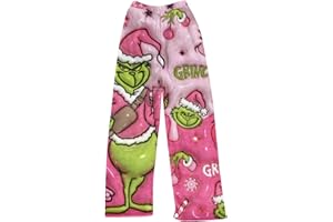 MKLUNJOP Christmas Pajama Pants Cute Flannel Bottom Xmas Pyjamas Trousers Funny Holiday Pjs Trouser