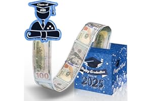 SNILOAW 2025 Graduation Money Box for Cash Gift Pull, Graduation Gifts for Women Men, Money Pull Box Gift Grad,Suprise Funny Graduation Gifts for College Holder for Cash with Pull Out Card DIY Set (Blue)