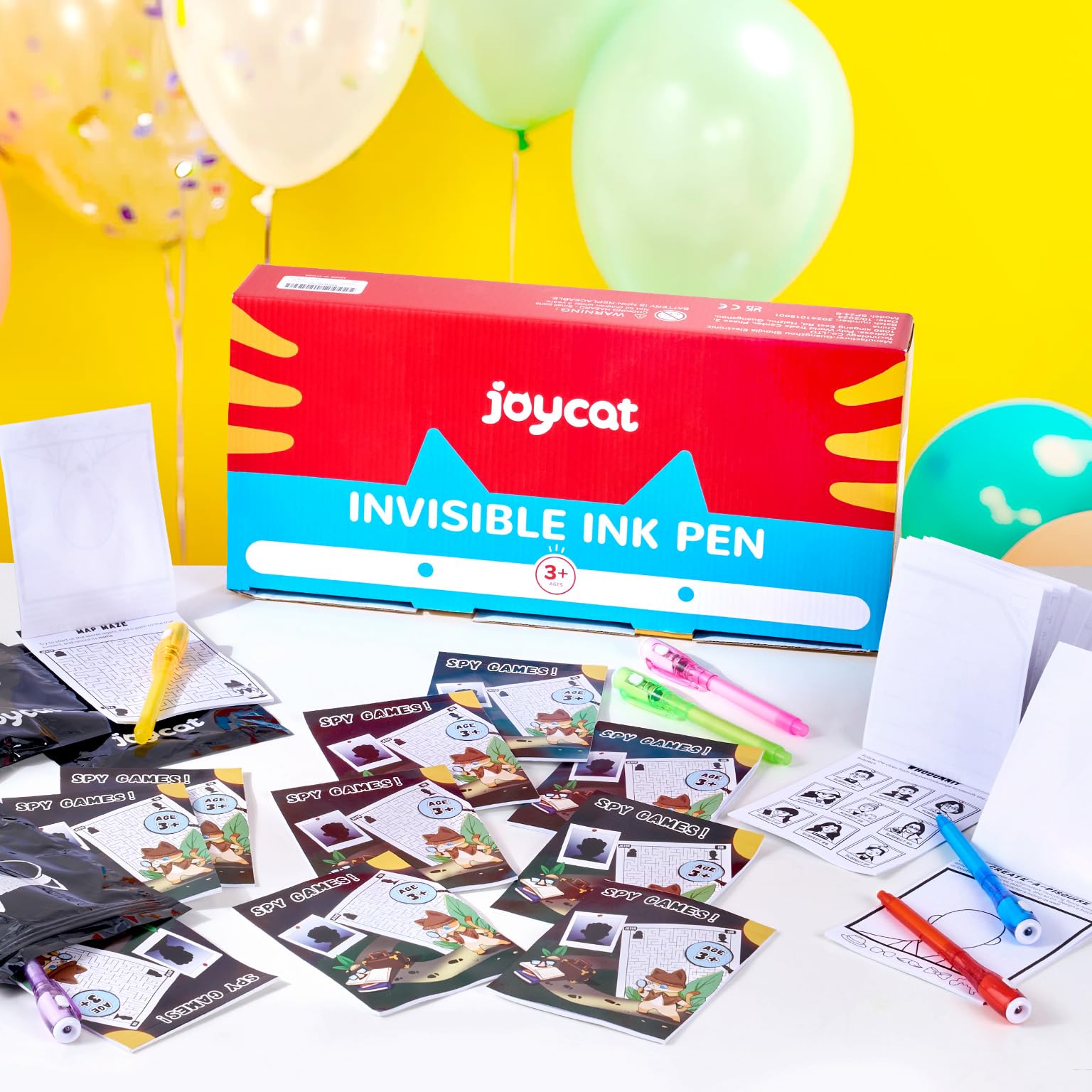 JoyCat 24 Pcs Invisible Ink Pens with UV Light for Kids with Notebooks,Spy Pen Magic Markers for Secret Message,Class Prizes for Students Bulk,Birthday Gift for Boys Girls