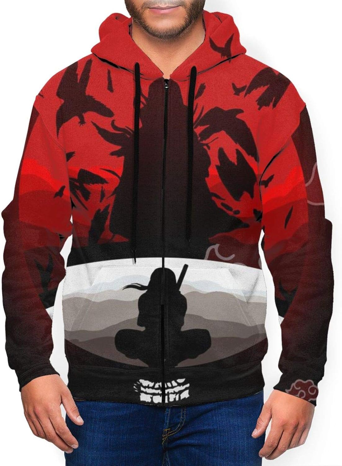 Itachi Akatsuki Bloodmoon Men's Hoodie With Zip Pocket Hoodies Casual Sports Coat: Amazon.co.uk 