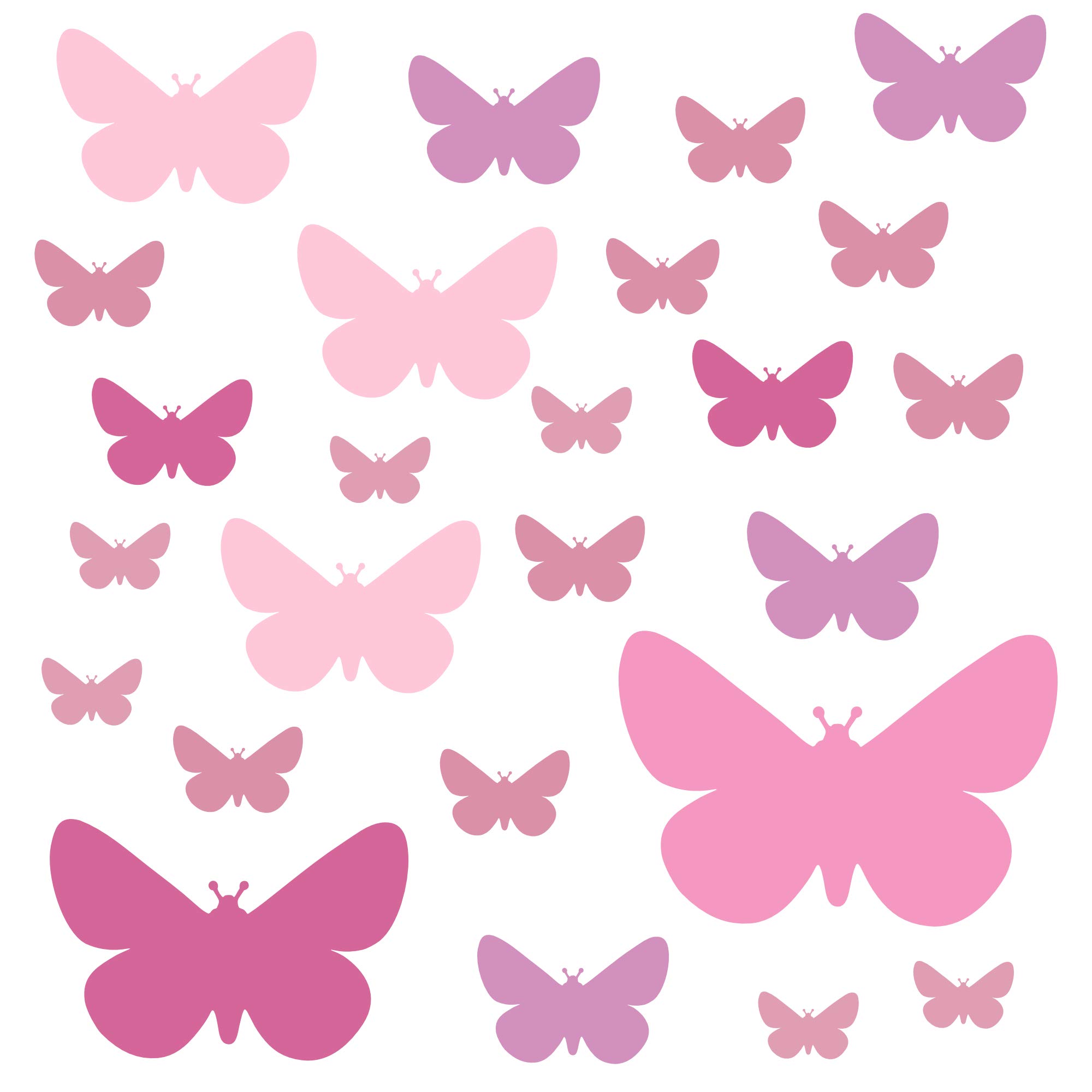 PREMYO Set of 25 Butterfly Wall Stickers Kids - Nursery Decor Easy to Apply - Decals for Bedrooms for Girls Pastel Rose