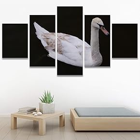 SIGNWIN 5 Panel Canvas Wall Art Swan Lake...