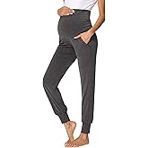 fitglam Women's Maternity Pants Over Belly Lounge Pajamas Clothes Pregnancy Must Haves Joggers with Pockets