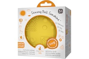 caaocho Pure Natural Rubber Sensory Ball Sunshine 3" - Sealed Hole, BPA Free Baby Ball Toy, for Sensory Play, for Sensory Development, Hole Free Baby Toy, Perfect Bouncer, Without Hole