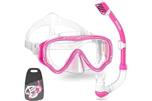 WACOOL Snorkeling Snorkel Diving Scuba Package Set Gear for Kids Youth Junior Anti-Fog Coated Glass with Silicon Mouth Piece 