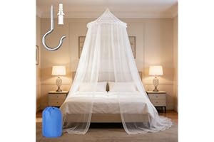 Leechand Mosquito Net for Bed Canopy for Girls, Twin to King Size Bed Canopy Curtains from Ceiling, Dome Mosquito Netting Bed