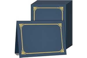 AKONEGE 50 Packs Certificate Holders, Navy Blue Diploma Holders, 350gsm, Certificate Covers with Gold Foil Border for Letter Size 8.5 x 11 Certificates, Cardstock, Award, Graduation, Document Papers