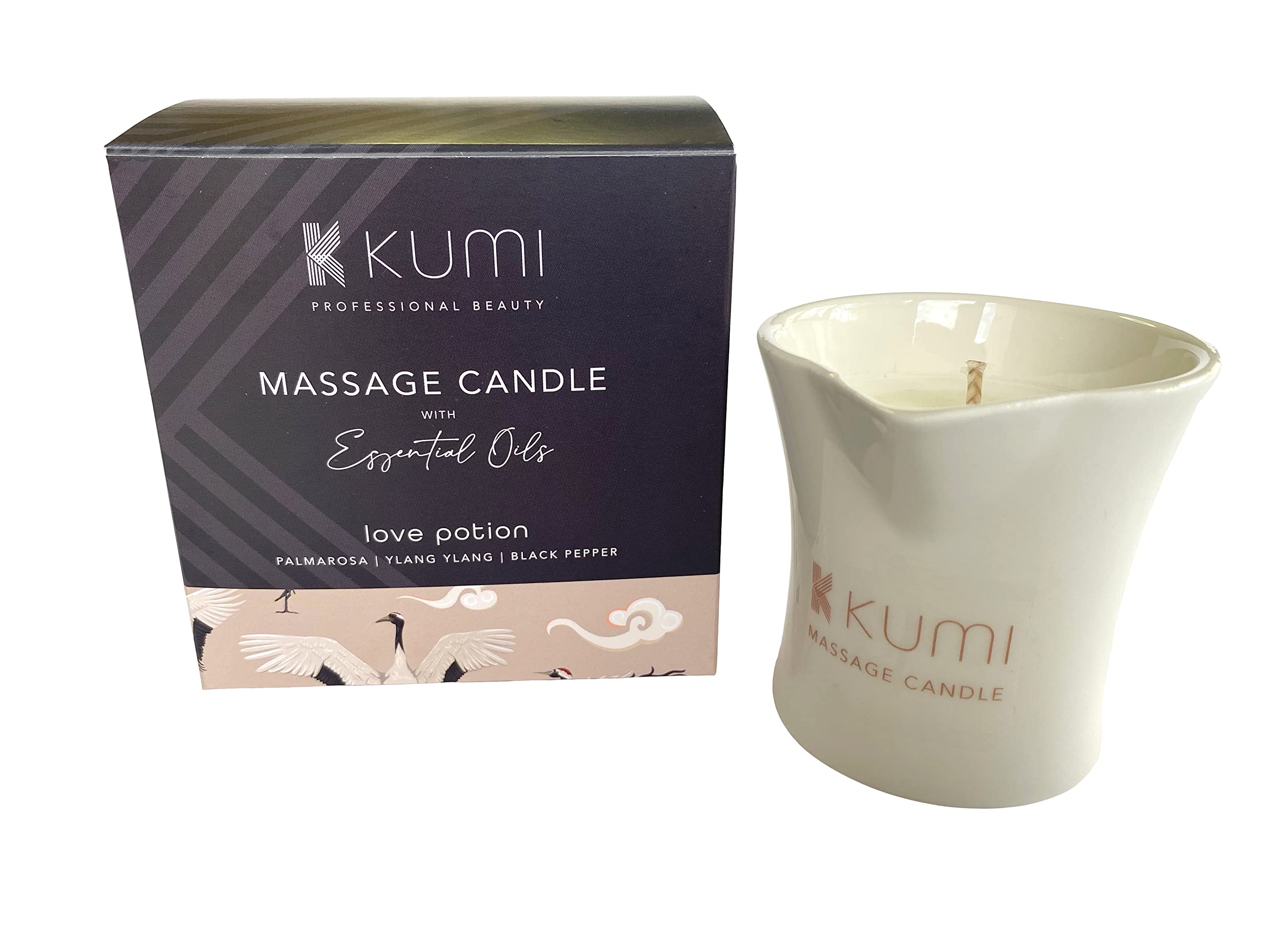 Kumi Aromatherapy Massage Candle - Scented Candle for Massage - Plant Based & Vegan Massage Oil Based Candle - Home Spa - UK Made - 100g - Love Potion
