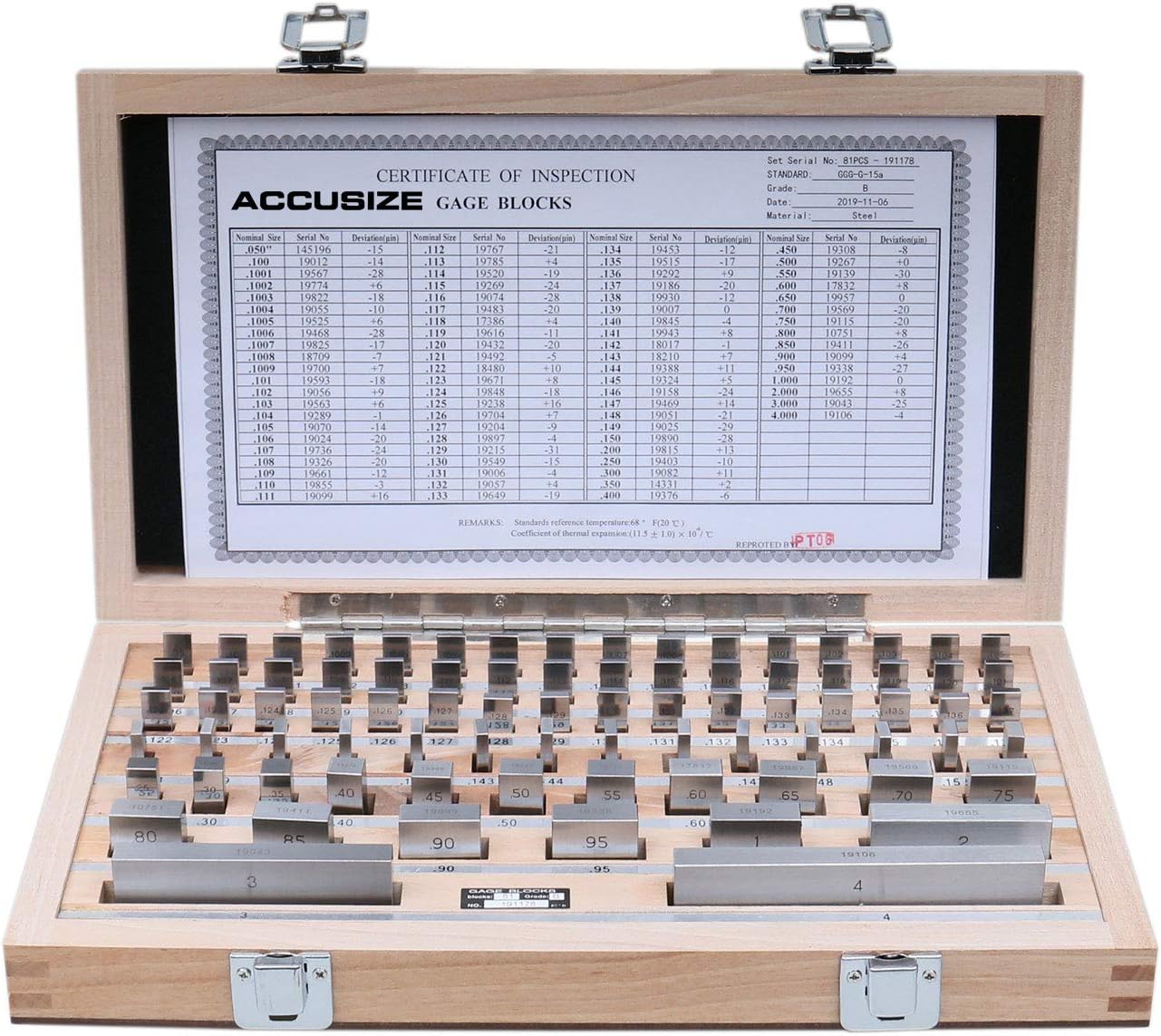 Accusize Industrial Tools 81 Pcs Steel Gauge Block Set, Grade B, P900-S581: Home Improvement
