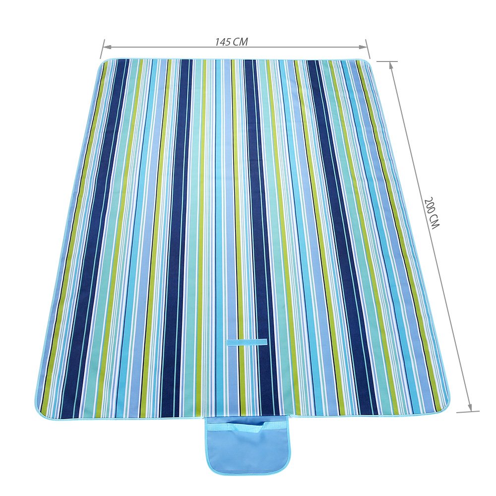 isYoung 145*200 cm Picnic Blanket Waterproof and Durable PVC Picnic Pad Suit for Camping and Beach (Blue)