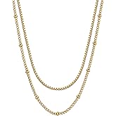 AILPIWE Layered Gold Necklaces for Women, 18K Gold Plated Dainty Paperclip Box Cuban Satellite Chain Necklace Set, Simple Gold Necklace Stack for Women