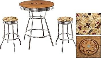 Amazon Com Custom Oak Bar Table Set Features A Texas Star Design