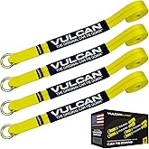 VULCAN Loop Exotic Car Tie Down Straps - 2 Inch x 12 Foot - Classic Yellow - Includes Four 2 Inch x 144 Inch Loop Straps