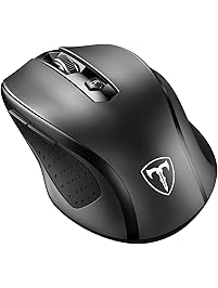 VicTsing MM057 2.4G Wireless Portable Mobile Mouse Optical Mice with USB Receiver, 5 Adjustable DPI Levels, 6 Buttons for Notebook, PC, Laptop, Computer, Macbook - Black