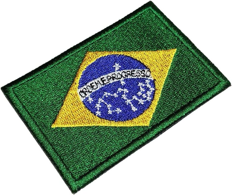 BBR252T Brazil Flag Emblem Tag 100% Embroidered Patch Iron or Sew Size 3.15×2.16 in