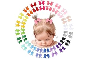 OAOLEER 40PCS 2 Inches Baby Hair Ties, Toddler Hair Ties with Bows, Elastic Ponytail Holders Mini Small For Baby Girls Infants