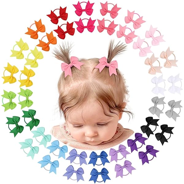 Mini Pinces à Cheveux Bébé, Bunahome 16 Couleurs Pinces à Cheveux Nouveau-né Ruban Gros-grain