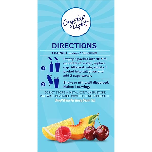 CRYSTAL LIGHT REFRESHING DRINK MIX VARIETY PACK, 44 PACKETS, FOR CONVENIENT HYDRATION, LEMONADE, RASPBERRY LEMONADE, PEACH ICED TEA, FRUIT PUNCH, NATURAL AND ARTIFICIAL FLAVOR, ZERO SUGAR, 4.18 OZ