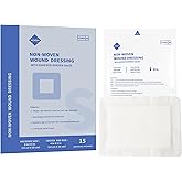 NBLEISHI Sterile Non Woven Island Wound Dressing 6 X 8 inch,Extra Large Cover with Adhesive Bordered Gauze Pads,Breathable and High Absorbent Non-Stick Center pad,Latex Free, 15 Individually Pack