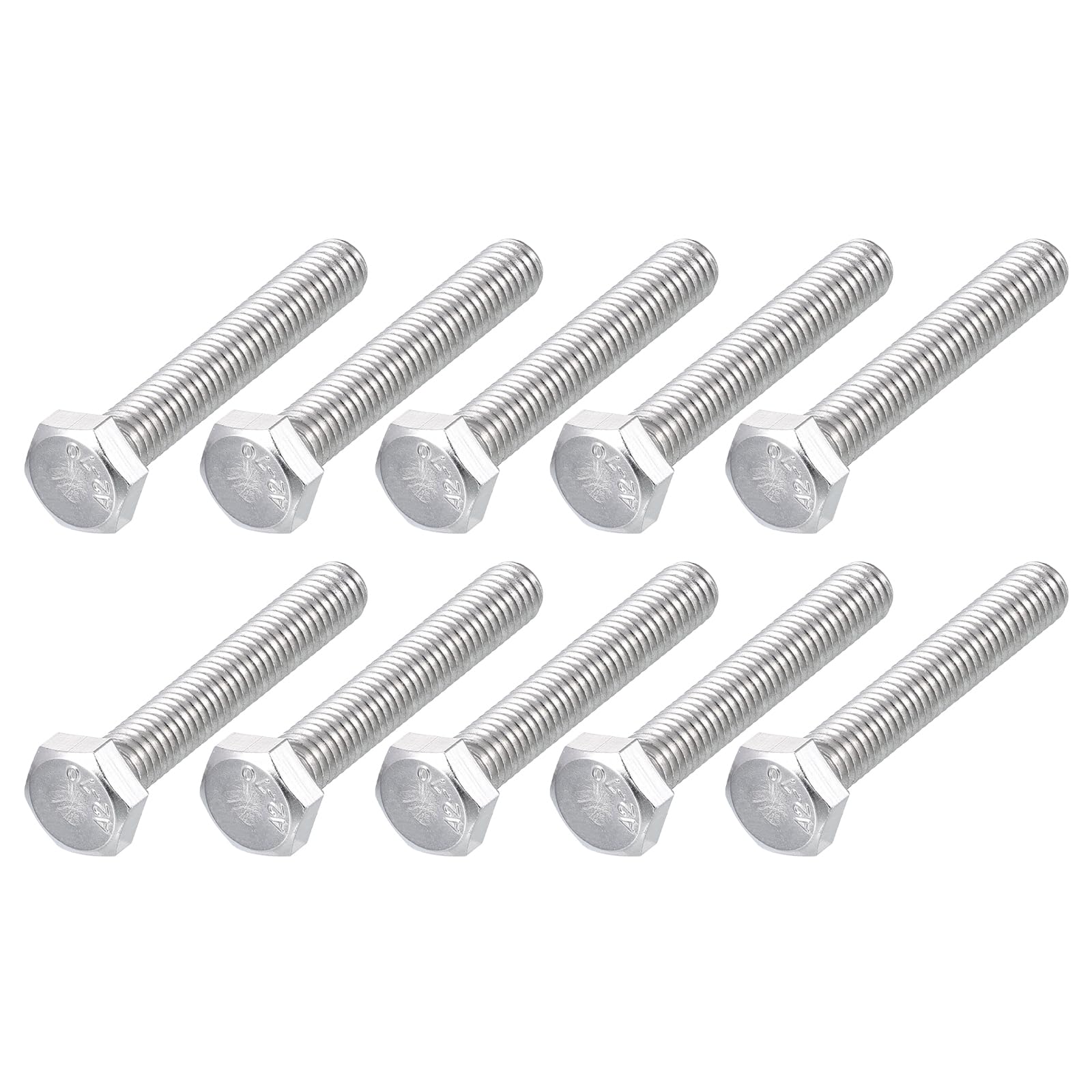 METALLIXITY Hex Bolts (M6-1x40mm) 10Pcs, 304 Stainless Steel Coarse Fully Threaded Hex Head Screw Bolt Machine Screws - for Furniture Repair, Silver