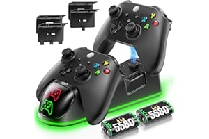 OIVO XSX Controller Charger Station with 2 Packs 5580mWh Rechargeable Battery for Xbox Series X/S/One/Elite/Core Controller, Charging Dock for Xbx with 4 Packs Covers for Xbox One Console