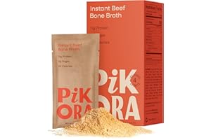 Pikora Beef Bone Broth Instant Powdered Mix (1 Pack, 4 Servings) | High-Protein, Gluten-Free, Collagen-Rich, No Sugar, Keto & Paleo Friendly | 11g Protein, 50 Calories per Serving