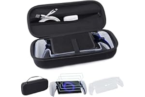 NUBYYA PS Portal Carrying Case, 5 in 1 PS Portal Accessories with Hard Shell Carrying Case, 3 Playstation Portal Screen Protectors and Silicone Protective Cover Case