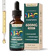 Geeoasis Liposomal Liquid NAC Supplement N-Acetyl Cysteine Drops, N Acetyl Cysteine 600 mg with Quercetin & Zinc for Adults & Kids, Liver & Lung Support, Antioxidant, Immune & Skin Health, 2 Fl Oz